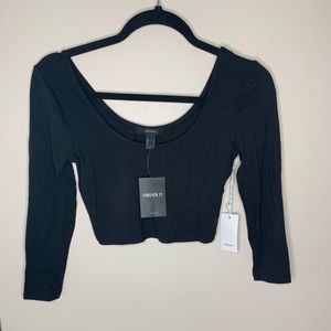 Forever 21 black scoop neck crop top